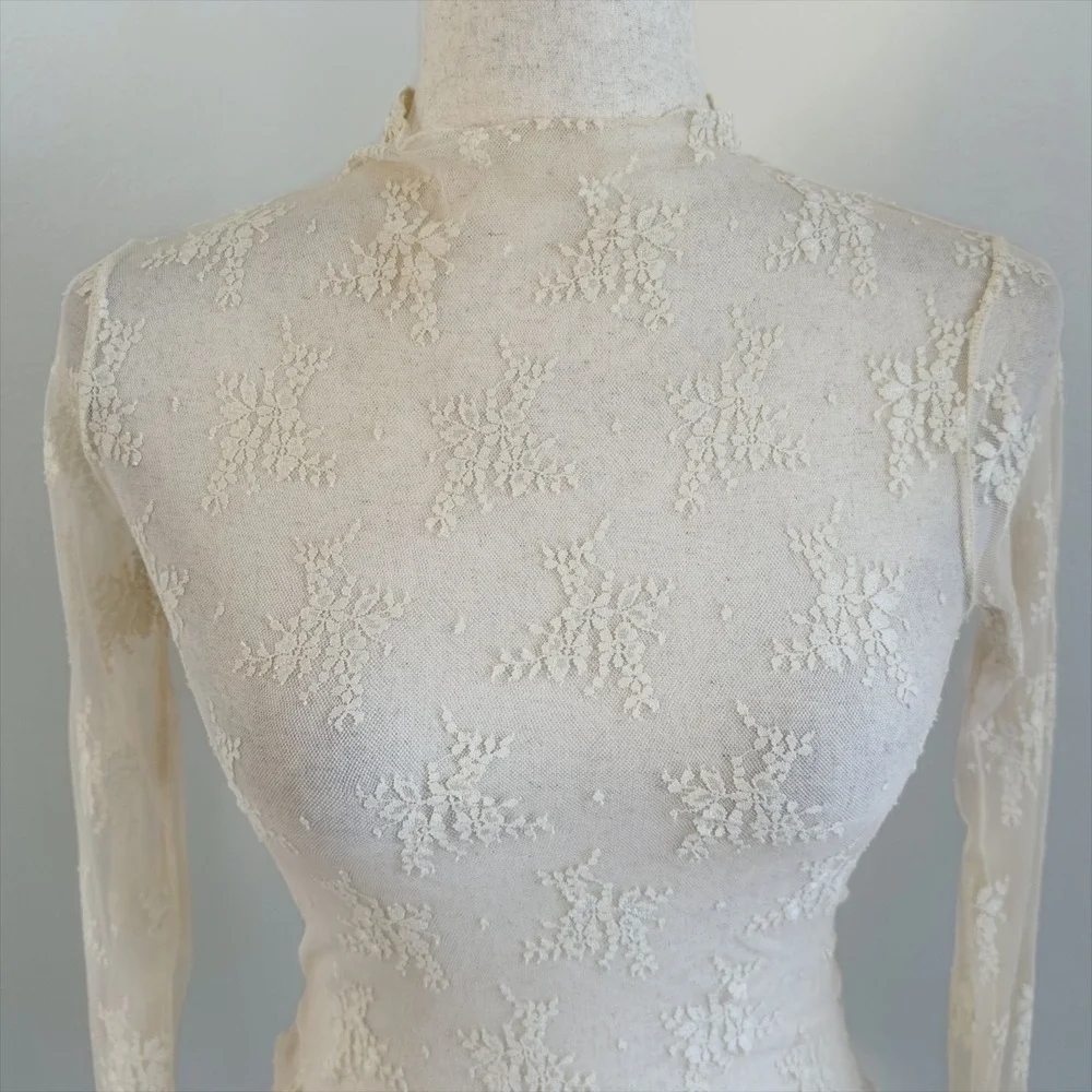 Free People Intimately Sheer Floral Lace Top Size Small